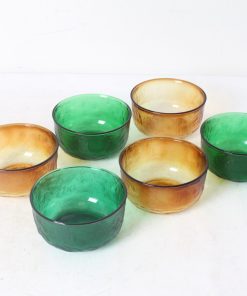 Ensemble de six bols en verre texturé Années70&rsquo;s