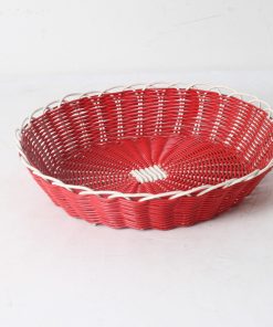 Corbeille ronde – Scoubidou rouge et blanc