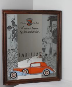 Miroir publicitaire vintage sérigraphié Cadillac