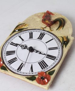 Pendule en céramique vernissée décor coq