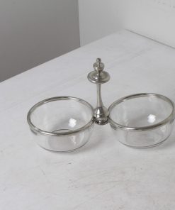 Serviteur apéritif en étain et verre